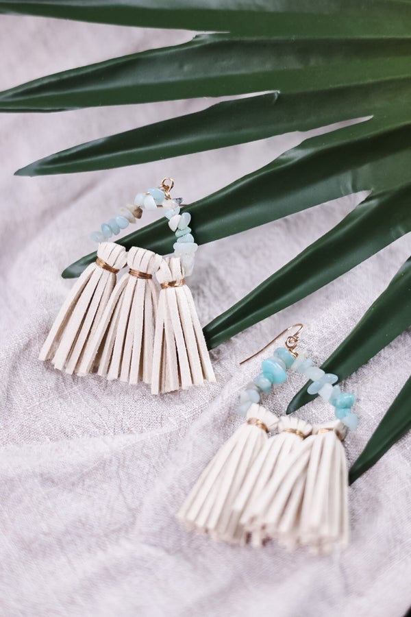 Suade Fringe Earrings - Whiskey Skies - LESLIE CURTIS JEWLERY DESIGNS