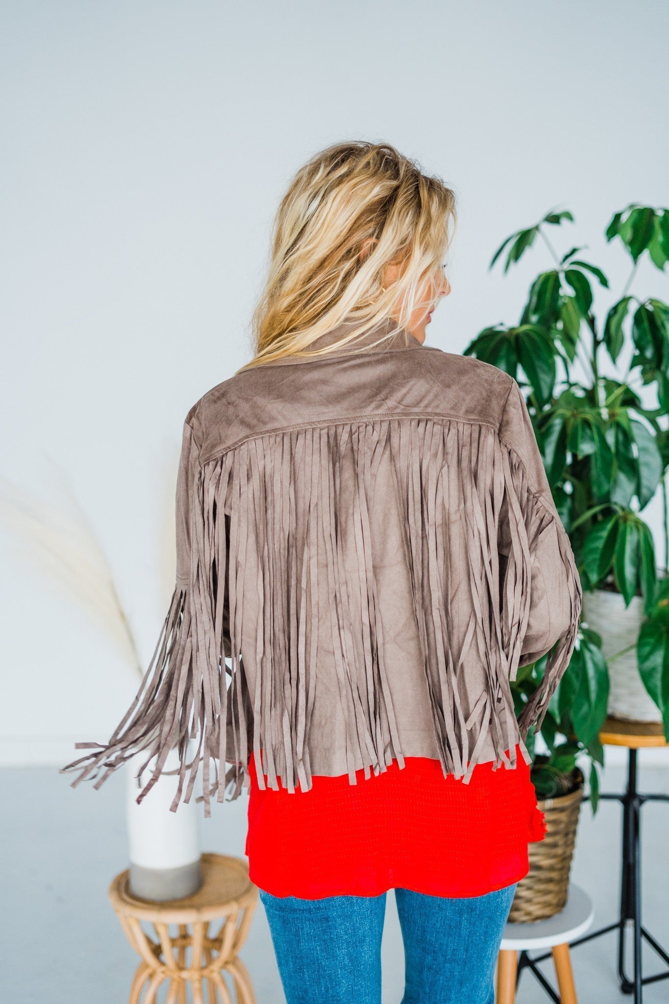 Suede Jacket W/ Fringe Detail - Whiskey Skies - ANDREE BY UNIT