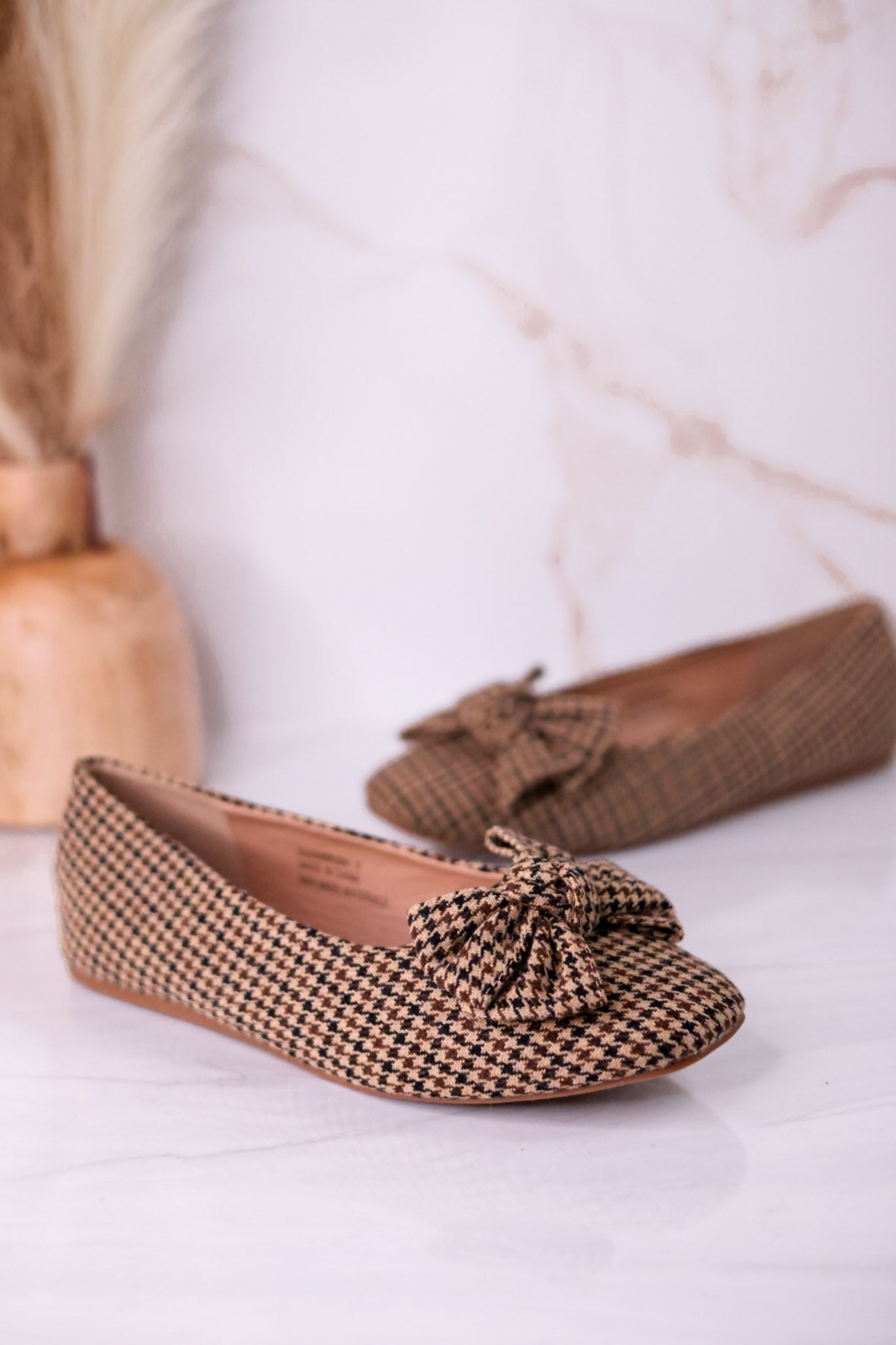 Sugar Rush Black & Tan Houndstooth Flats - Whiskey Skies - CORKYS FOOTWEAR