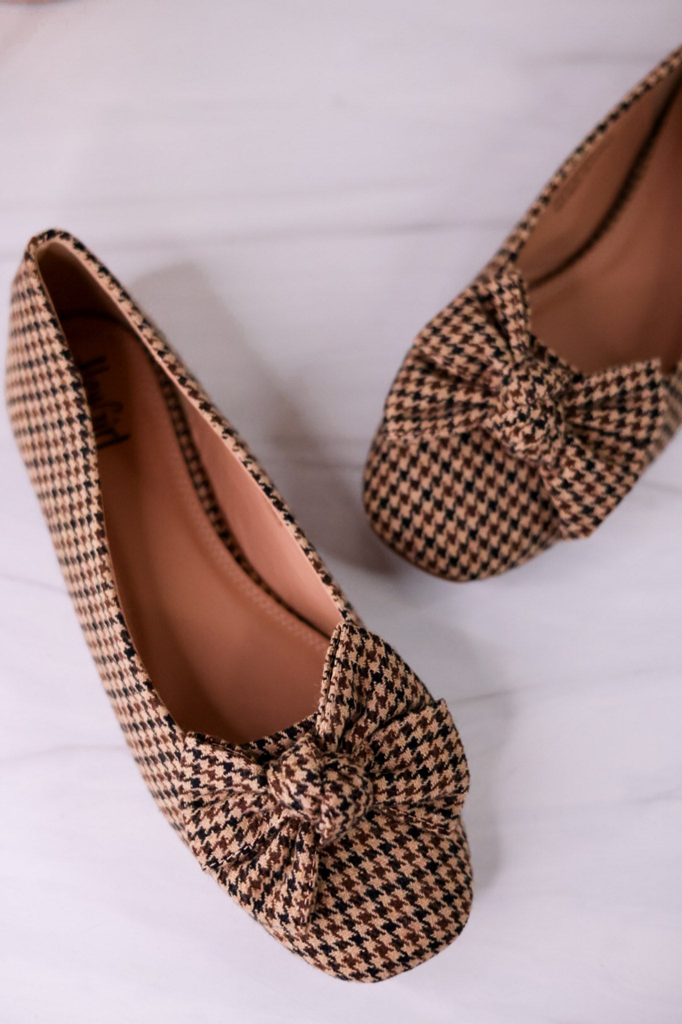 Sugar Rush Black & Tan Houndstooth Flats - Whiskey Skies - CORKYS FOOTWEAR