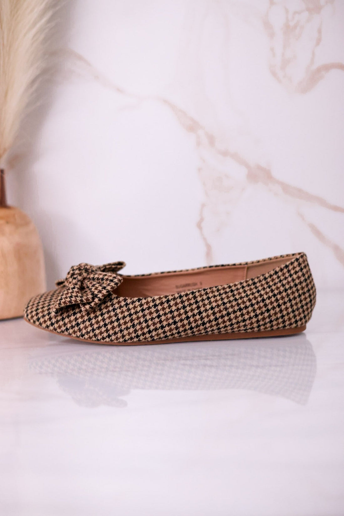 Sugar Rush Black & Tan Houndstooth Flats - Whiskey Skies - CORKYS FOOTWEAR
