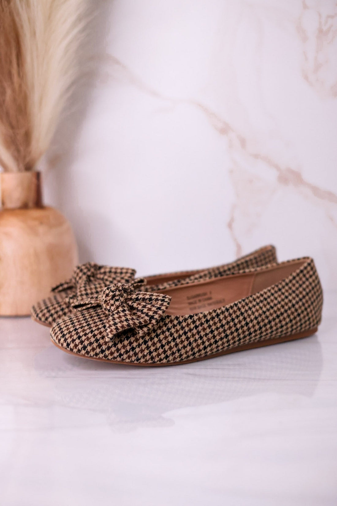 Sugar Rush Black & Tan Houndstooth Flats - Whiskey Skies - CORKYS FOOTWEAR