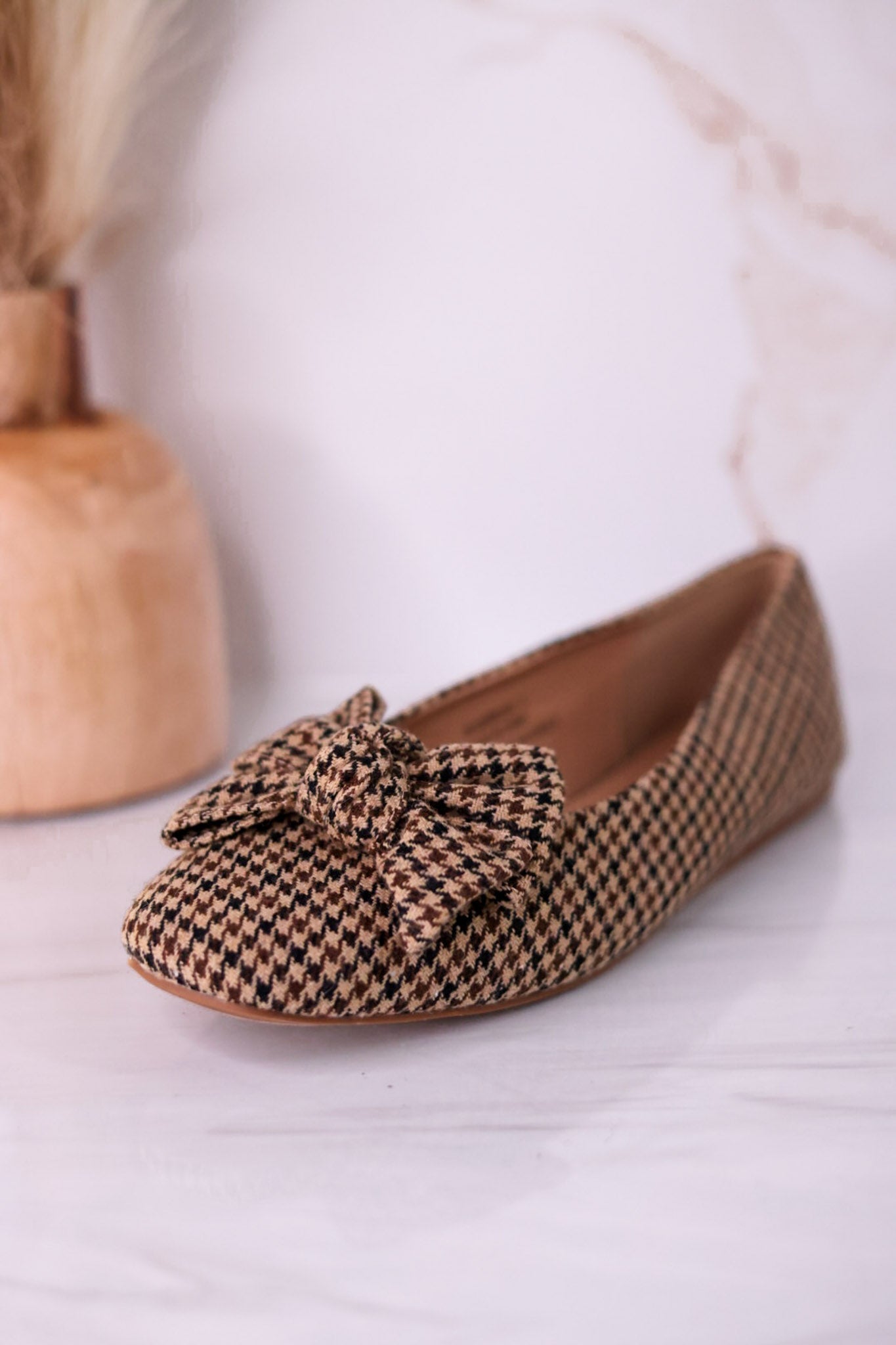 Sugar Rush Black & Tan Houndstooth Flats - Whiskey Skies - CORKYS FOOTWEAR