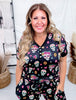 Sugar Skulls Short Sleeve and Joggers Pajama Set - Whiskey Skies - SHIRLEY & STONE