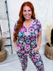 Sugar Skulls Short Sleeve Top & Joggers Loungewear Set - Whiskey Skies - SHIRLEY & STONE