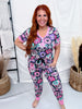 Sugar Skulls Short Sleeve Top & Joggers Loungewear Set - Whiskey Skies - SHIRLEY & STONE