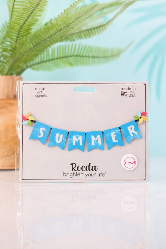 "Summer" Banner W/ Pinwheels Magnet - Whiskey Skies - ROEDA STUDIO