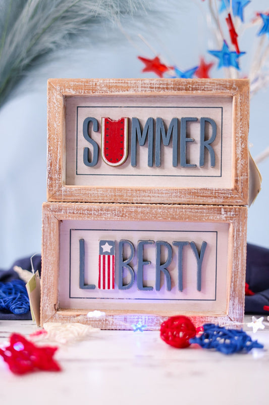 Summer/Liberty Reversible Wood Sign - Whiskey Skies - ADAMS & CO