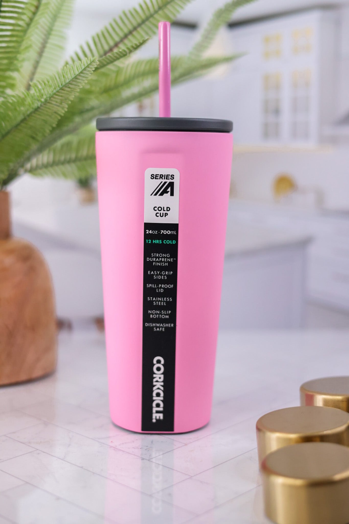 Sun - Soaked Pink 24oz Cold Cup - Whiskey Skies - CORKCICLE