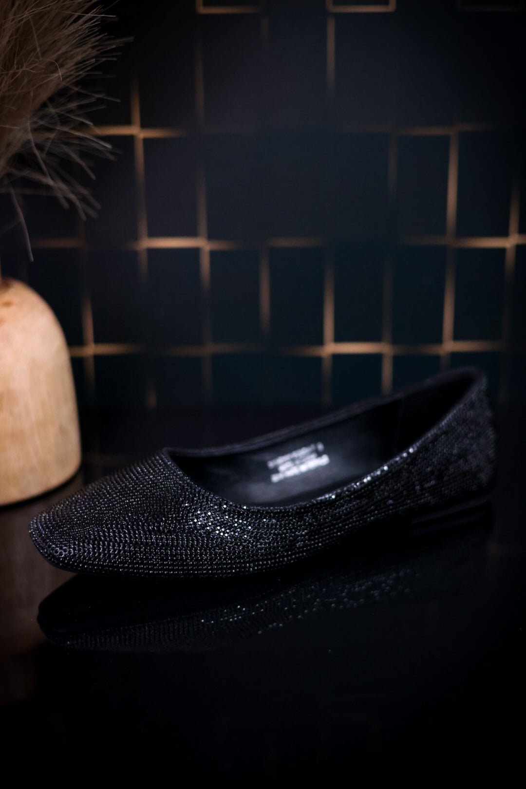 Sunday Funday Black Rhinestone Flats - Whiskey Skies - CORKYS FOOTWEAR