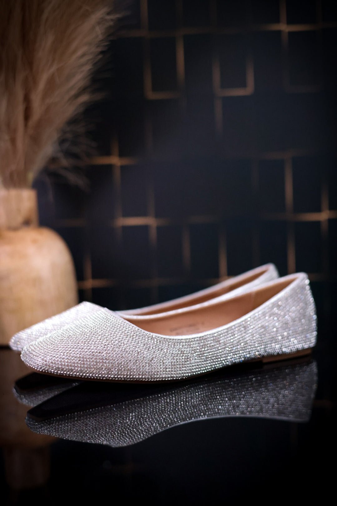 Sunday Funday Silver Rhinestone Flats - Whiskey Skies - CORKYS FOOTWEAR