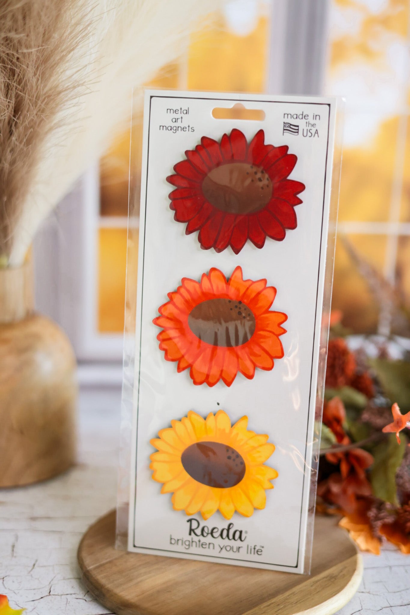 Sunflower Mini Art Pop Magnets S/3 - Whiskey Skies - ROEDA STUDIO