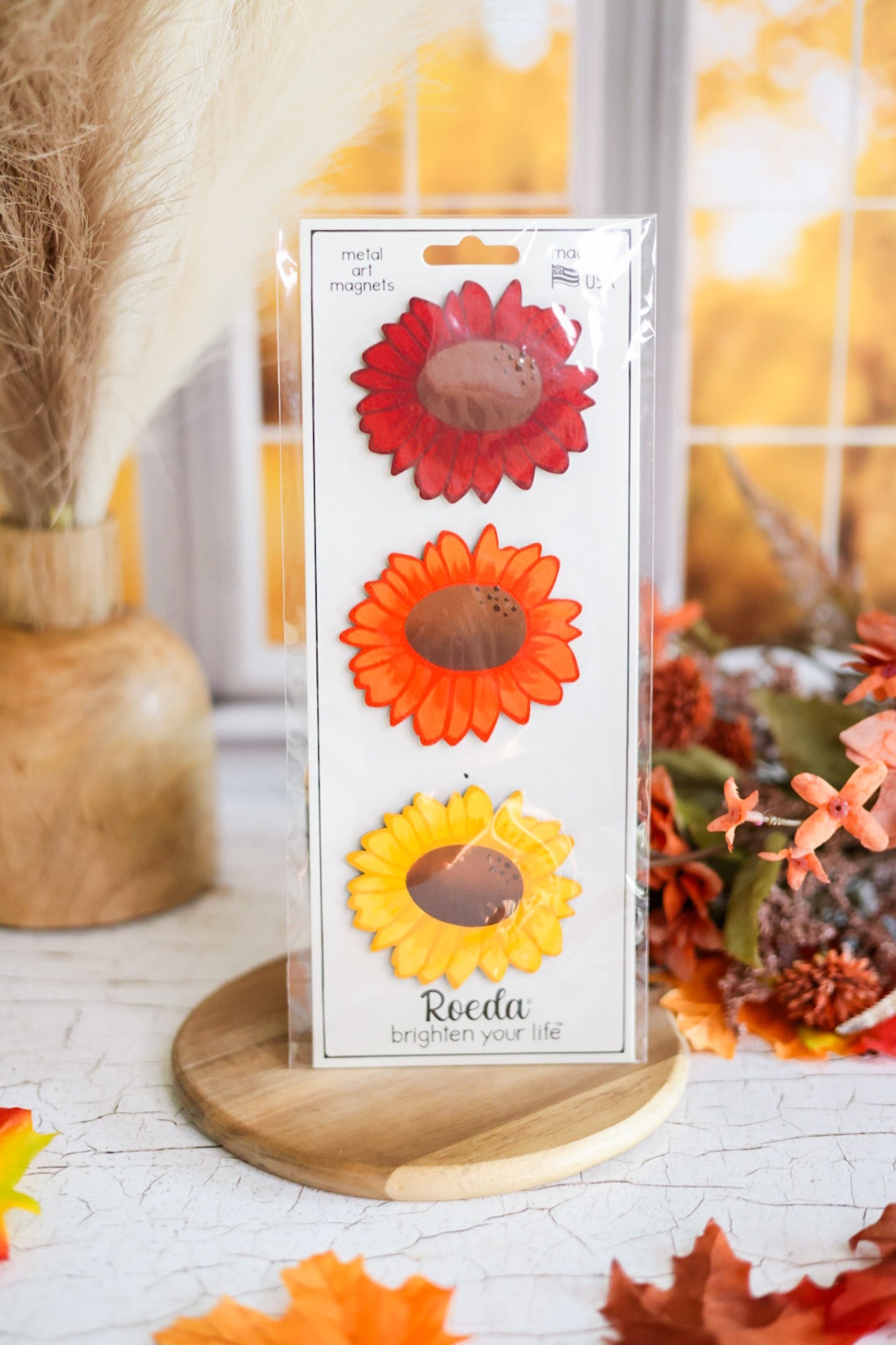 Sunflower Mini Art Pop Magnets S/3 - Whiskey Skies - ROEDA STUDIO