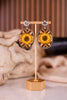 Sunflower Western Style Leather Stone Post Drop Dangle Earrings - Whiskey Skies - BOHO RANCH SHOP