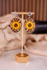 Sunflower Western Style Leather Stone Post Drop Dangle Earrings - Whiskey Skies - BOHO RANCH SHOP