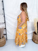 Sunflower Yellow Textured Floral Pleated Detail Bow Back Dress - Whiskey Skies - HAYDEN