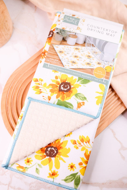 Sunflowers Forever Countertop Drying Mat - Whiskey Skies - KAY DEE DESIGNS