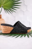 Sunlight Black Rhinestone And Cork Wedges - Whiskey Skies - CORKYS FOOTWEAR