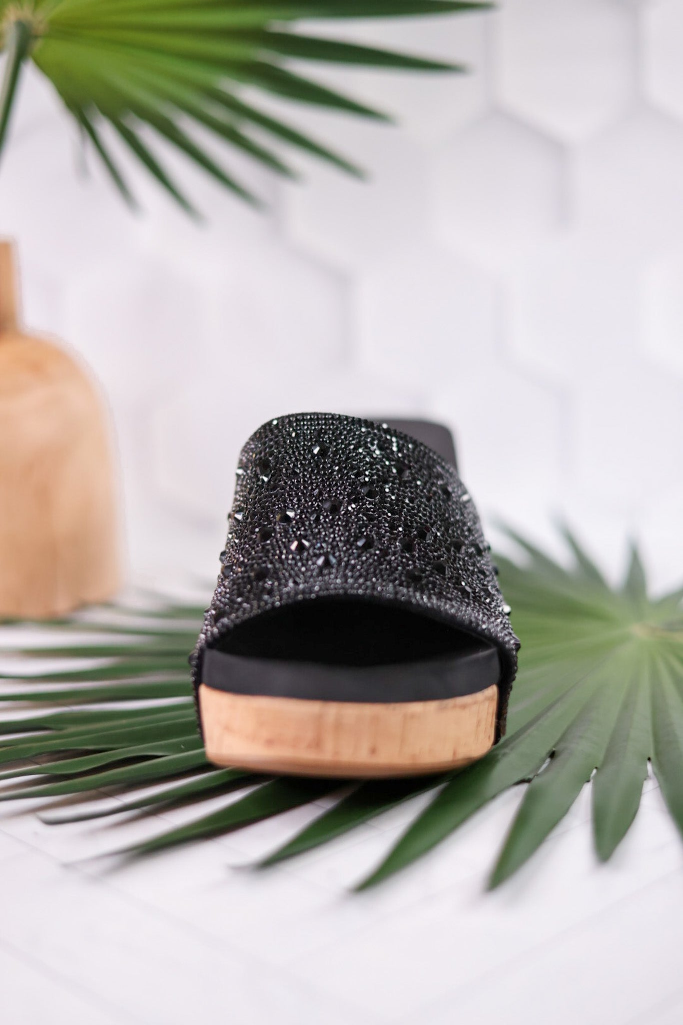 Sunlight Black Rhinestone And Cork Wedges - Whiskey Skies - CORKYS FOOTWEAR