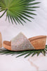 Sunlight Clear Rhinestone and Cork Wedge Sandals - Whiskey Skies - CORKYS FOOTWEAR