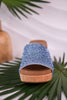 Sunlight Light Blue Rhinestone And Cork Wedges - Whiskey Skies - CORKYS FOOTWEAR