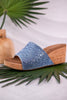 Sunlight Light Blue Rhinestone And Cork Wedges - Whiskey Skies - CORKYS FOOTWEAR