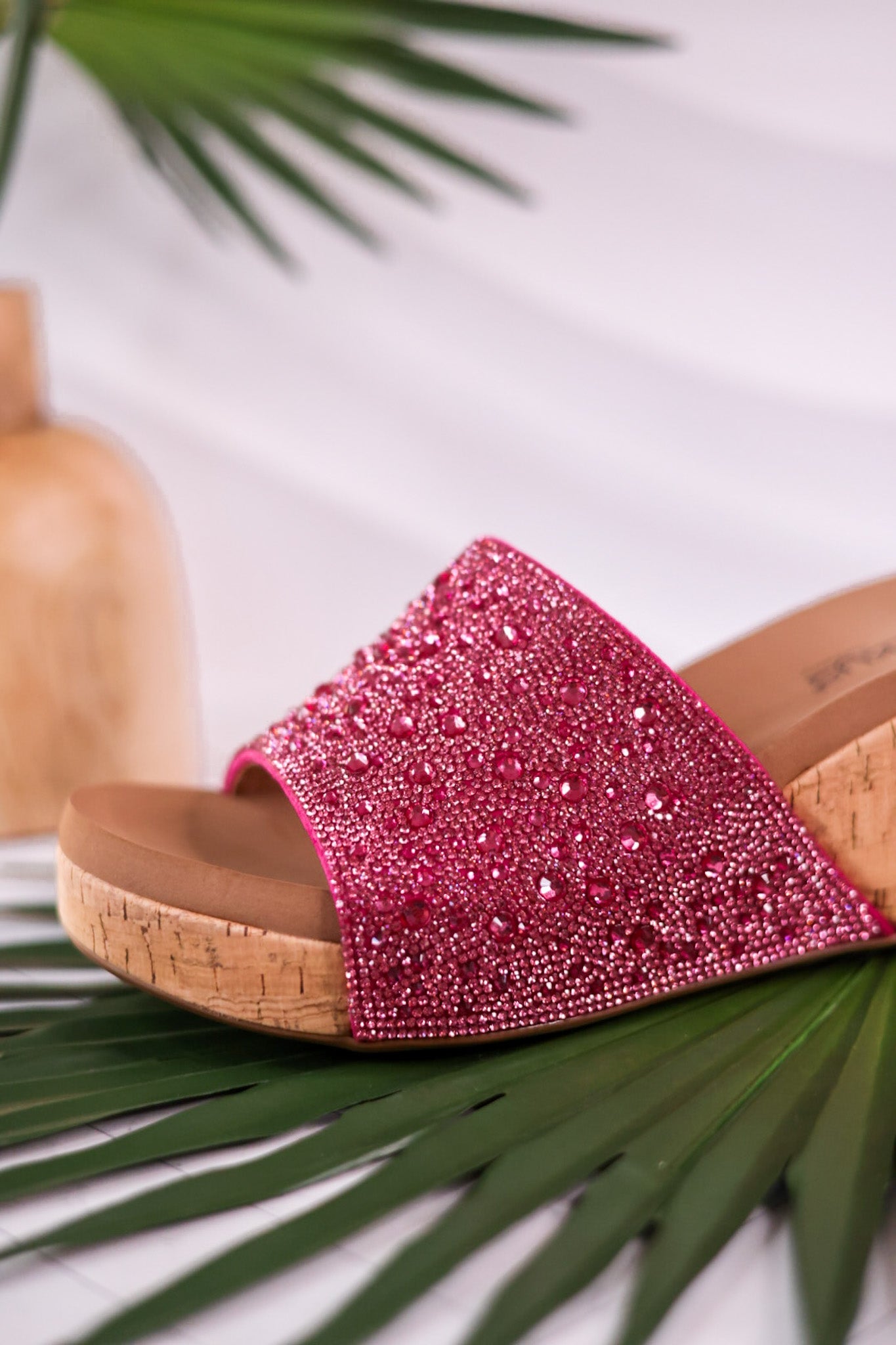 Sunlight Pink Rhinestone And Cork Wedges - Whiskey Skies - CORKYS FOOTWEAR