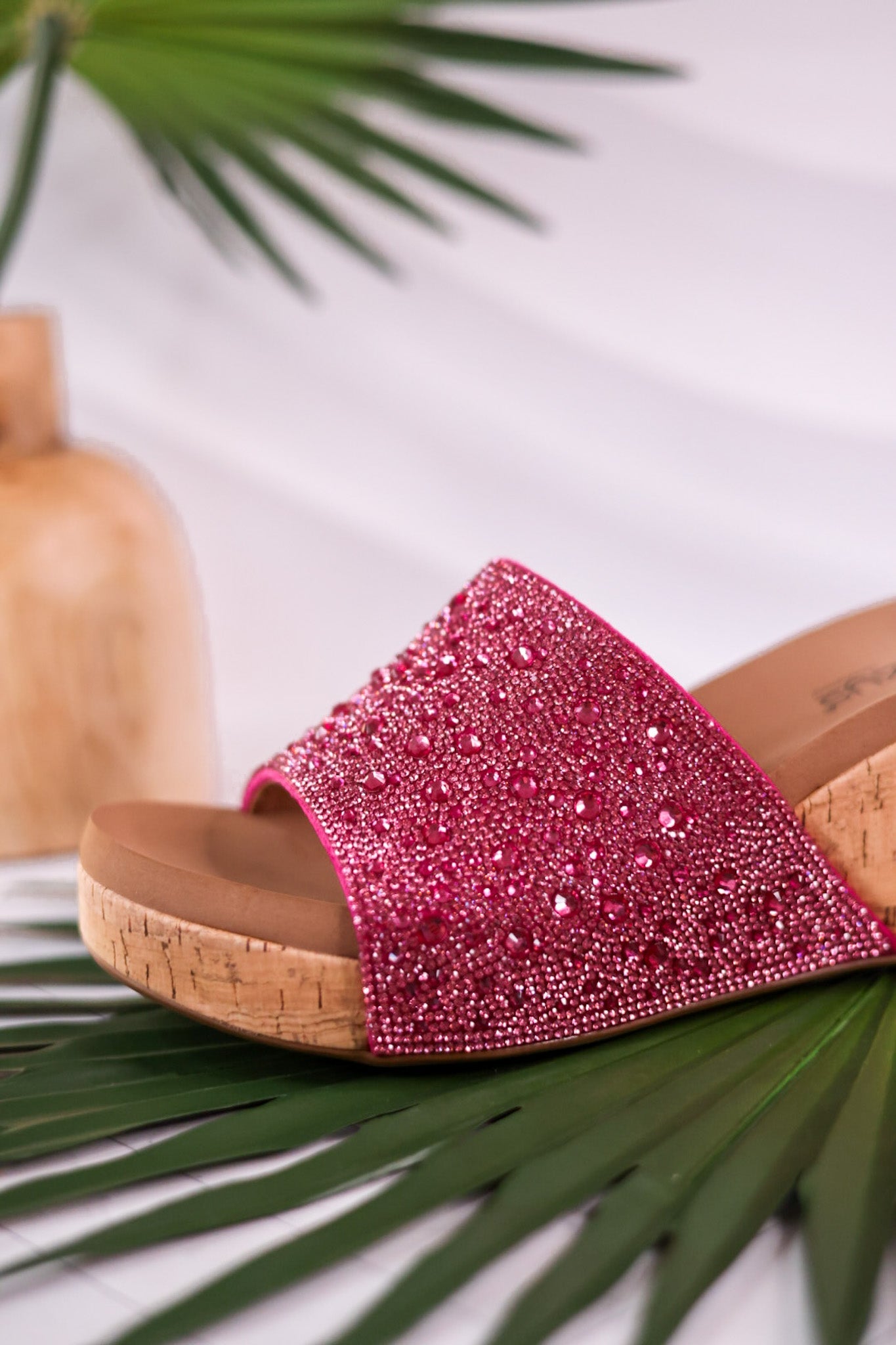 Sunlight Pink Rhinestone And Cork Wedges - Whiskey Skies - CORKYS FOOTWEAR