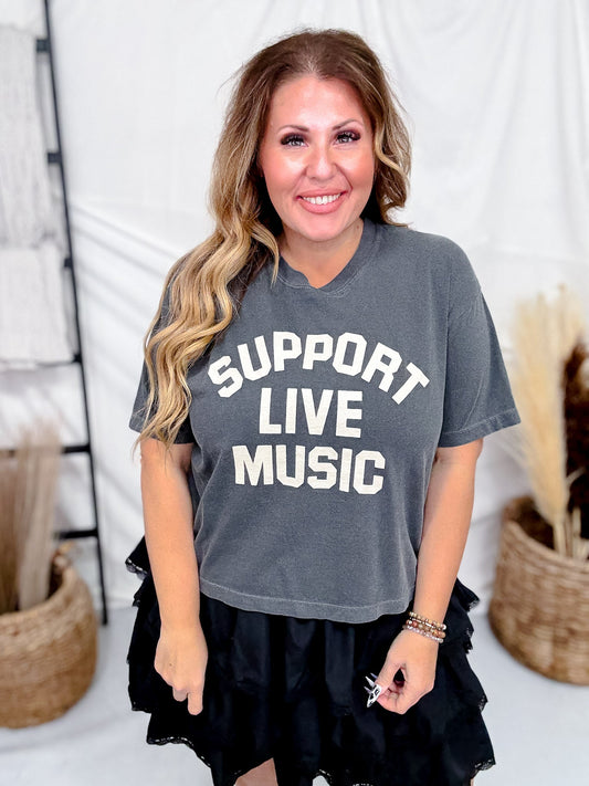 Support Live Music Midi Graphic Tee - Whiskey Skies - STATED BRANDS