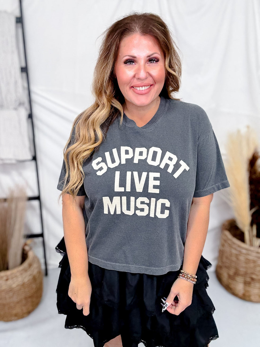Support Live Music Midi Graphic Tee - Whiskey Skies - STATED BRANDS