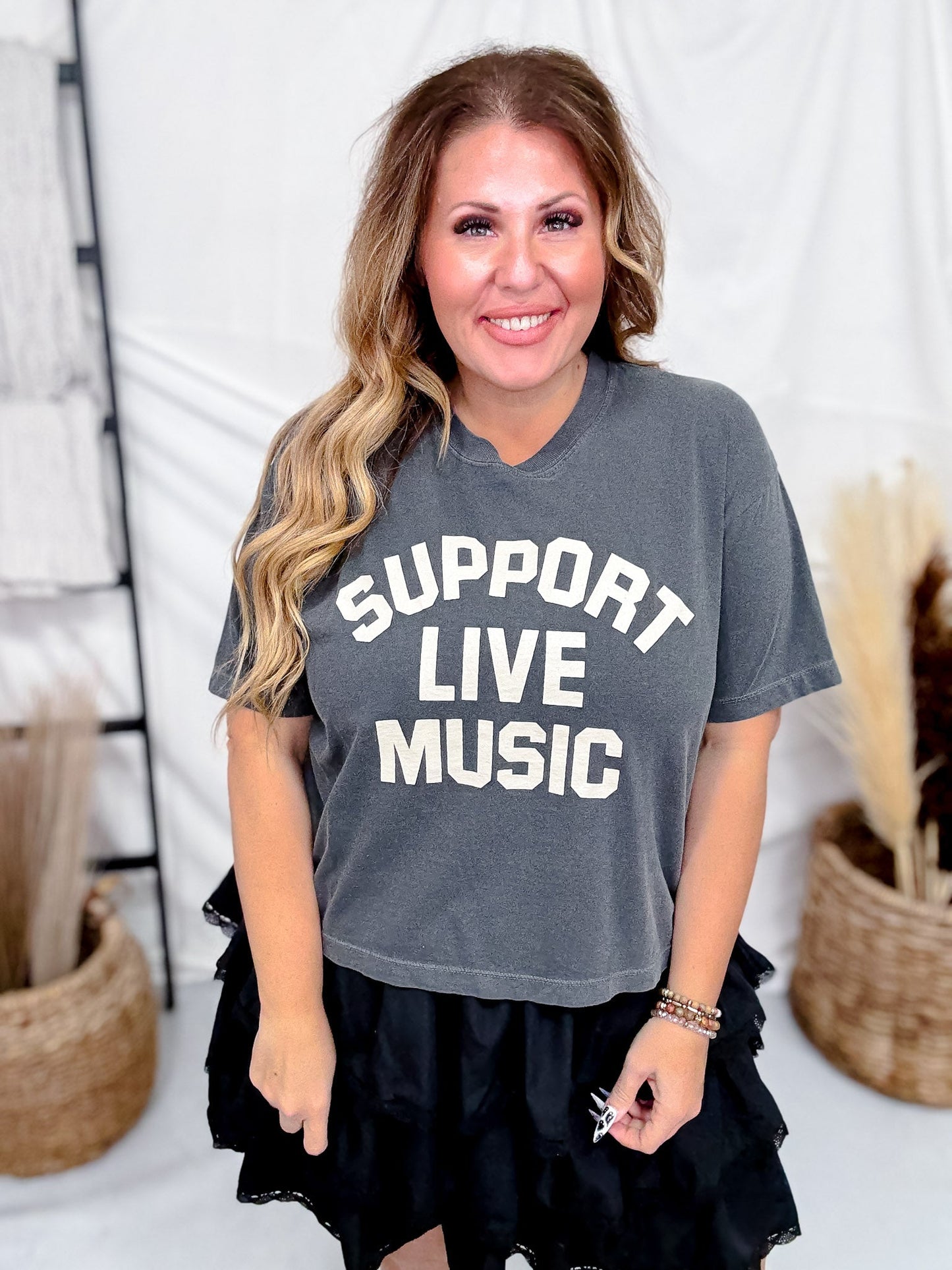 Support Live Music Midi Graphic Tee - Whiskey Skies - STATED BRANDS