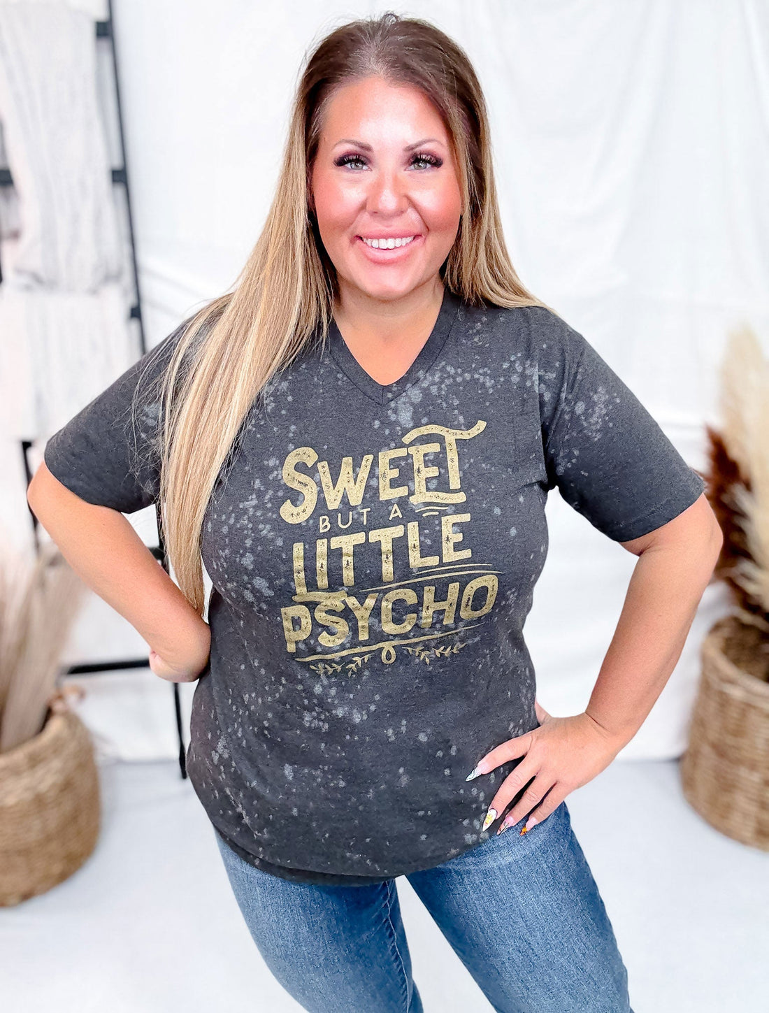 Sweet But A Little Psycho Graphic T-Shirt - Whiskey Skies - SOUTHERN BLISS COMPANY