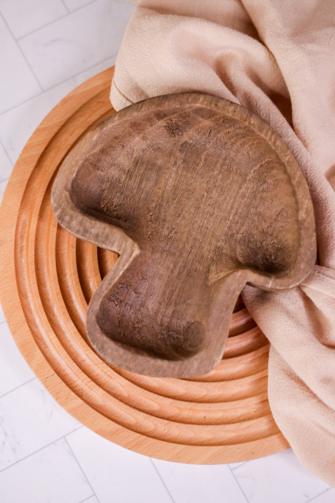 Tabletop Wooden Mushroom Dish - Whiskey Skies - YOUNG'S INC
