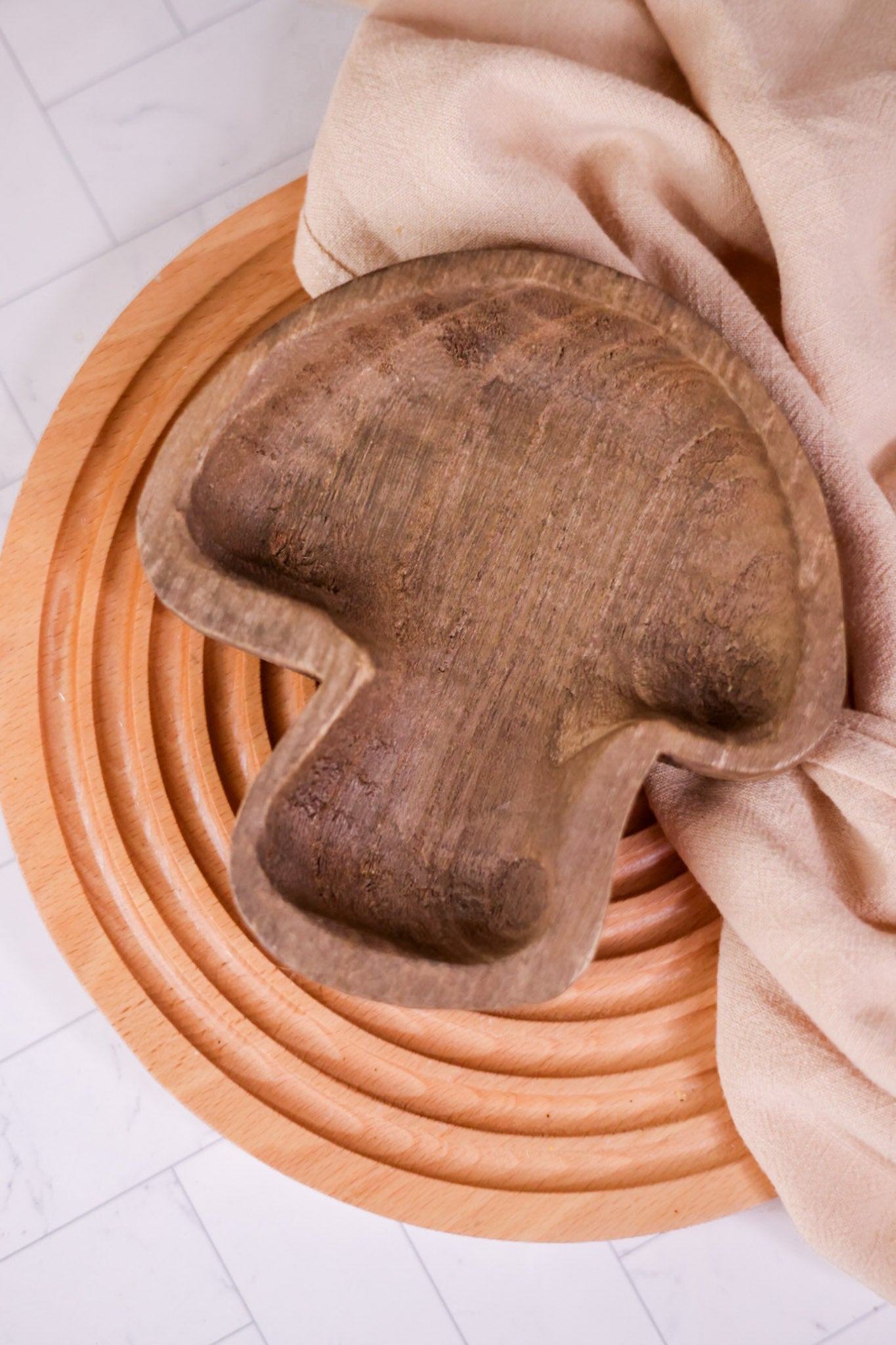 Tabletop Wooden Mushroom Dish - Whiskey Skies - YOUNG'S INC