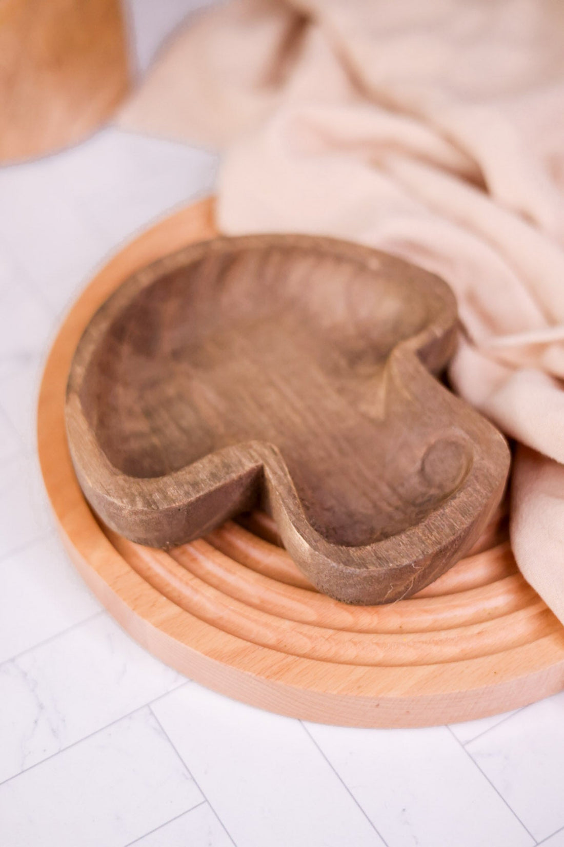 Tabletop Wooden Mushroom Dish - Whiskey Skies - YOUNG'S INC