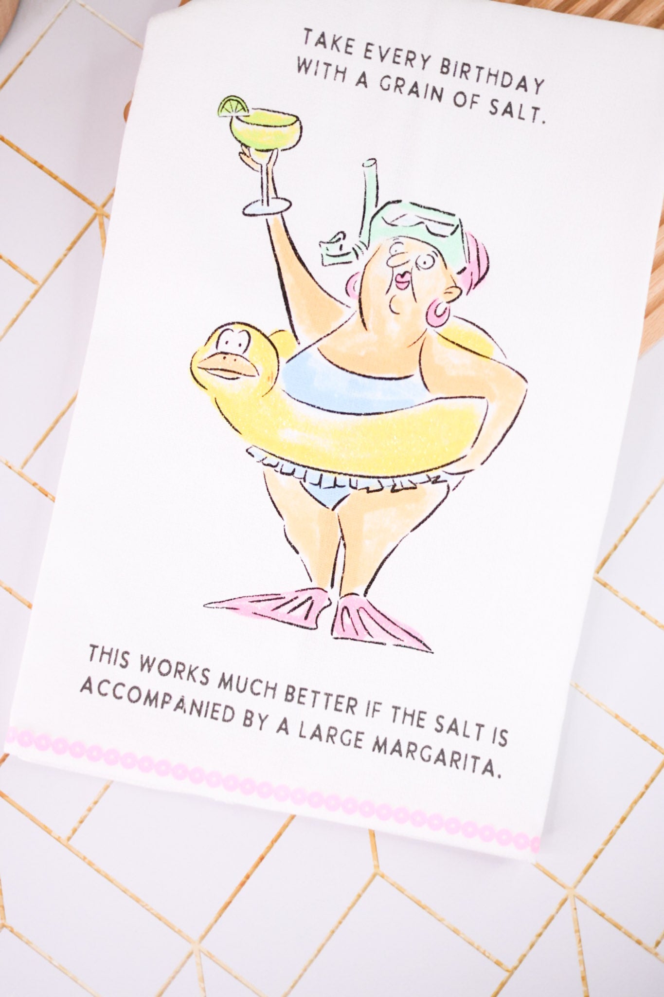 Take Every Birthday With A Grain Of Salt Kitchen Towel - Whiskey Skies - MUD PIE