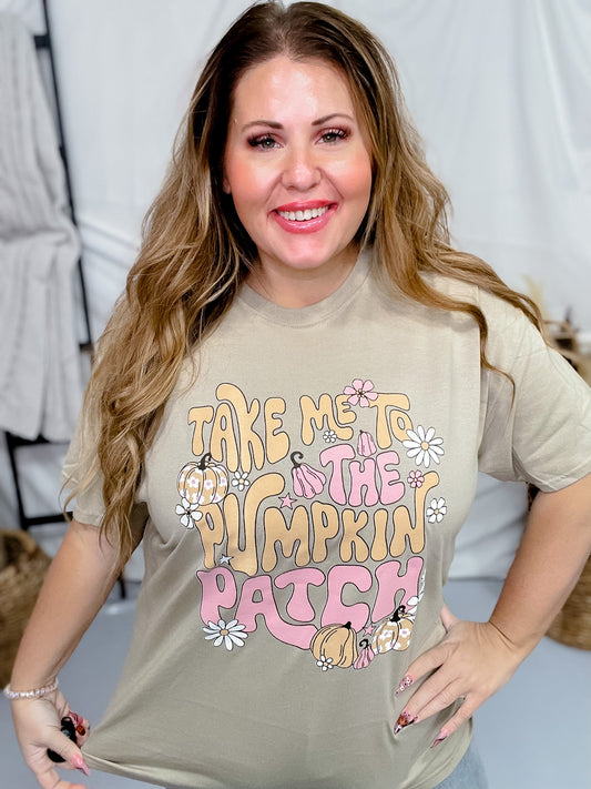 Take Me to The Pumpkin Patch Graphic Tee - Whiskey Skies - SUGAR STITCH