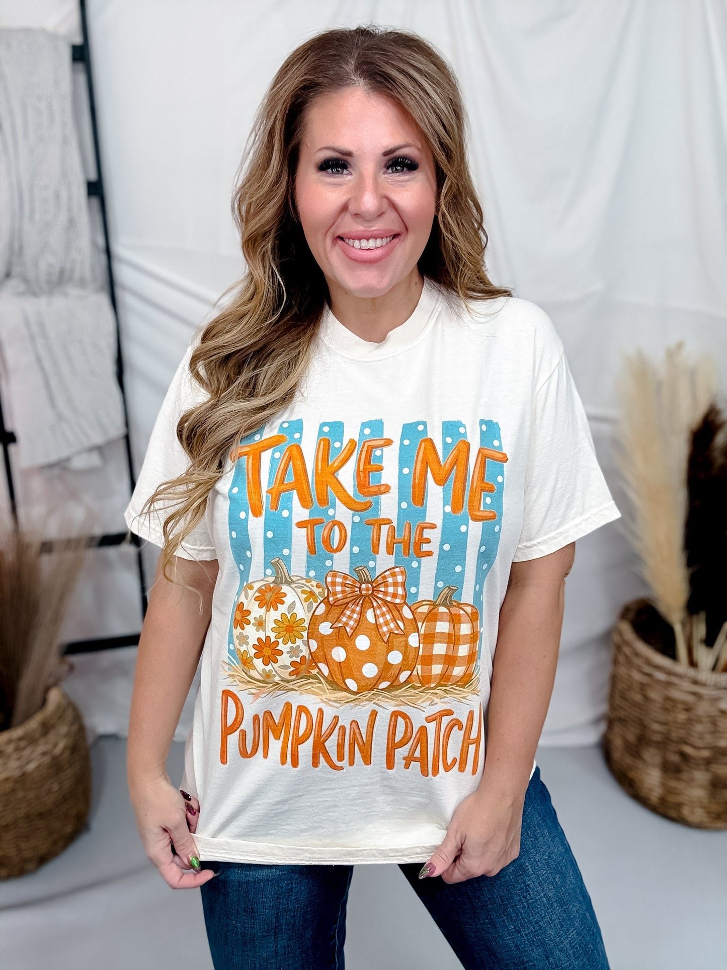 Take Me To The Pumpkin Patch Short Sleeve Graphic Tee - Whiskey Skies - GLAIME
