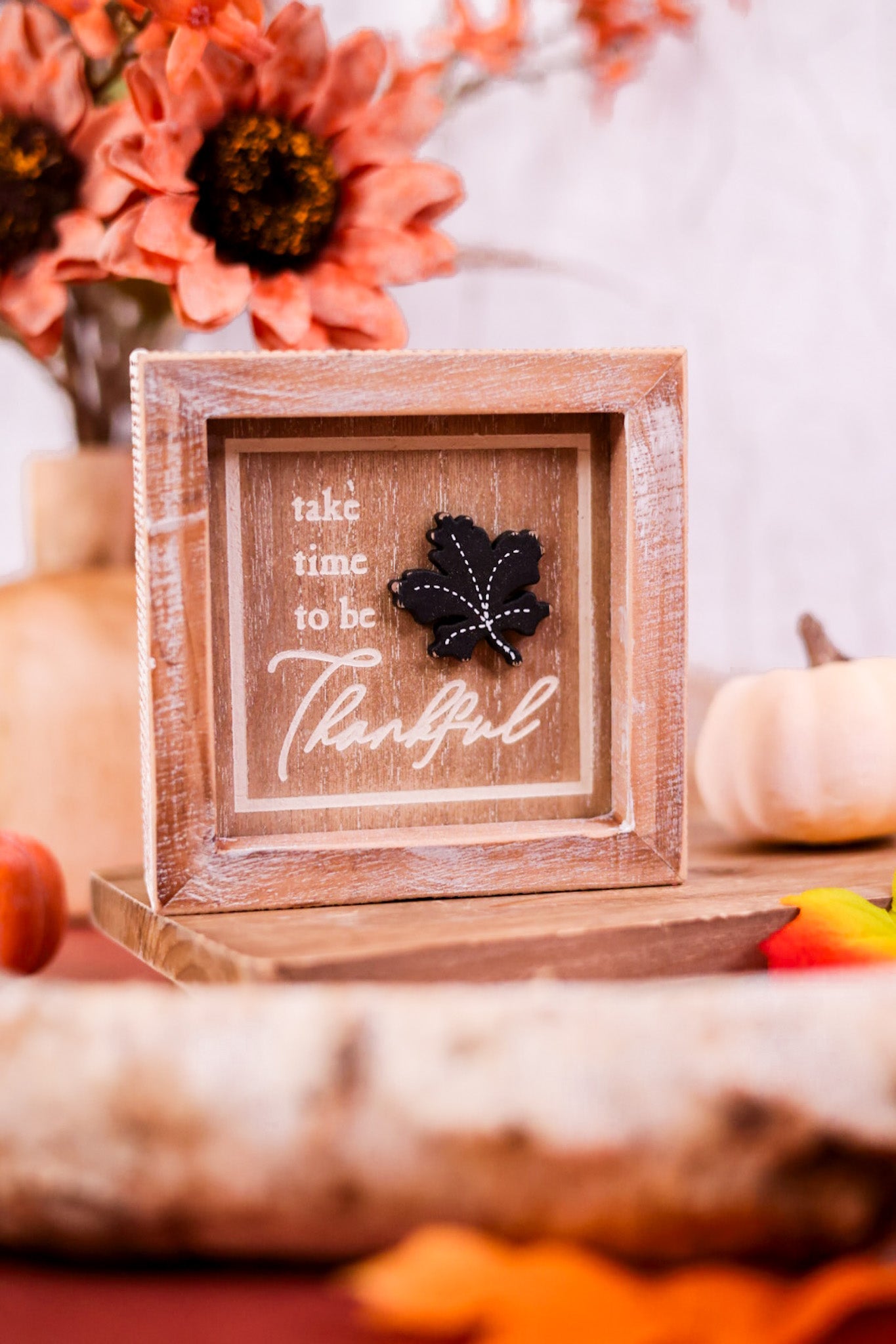 "Take Time to Be Thankful" Reversible Sign in Frame - Whiskey Skies - ADAMS & CO