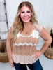 Tan And Cream Textured Knit Sleeveless Top - Whiskey Skies - BIBI