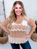Tan And Cream Textured Knit Sleeveless Top - Whiskey Skies - BIBI