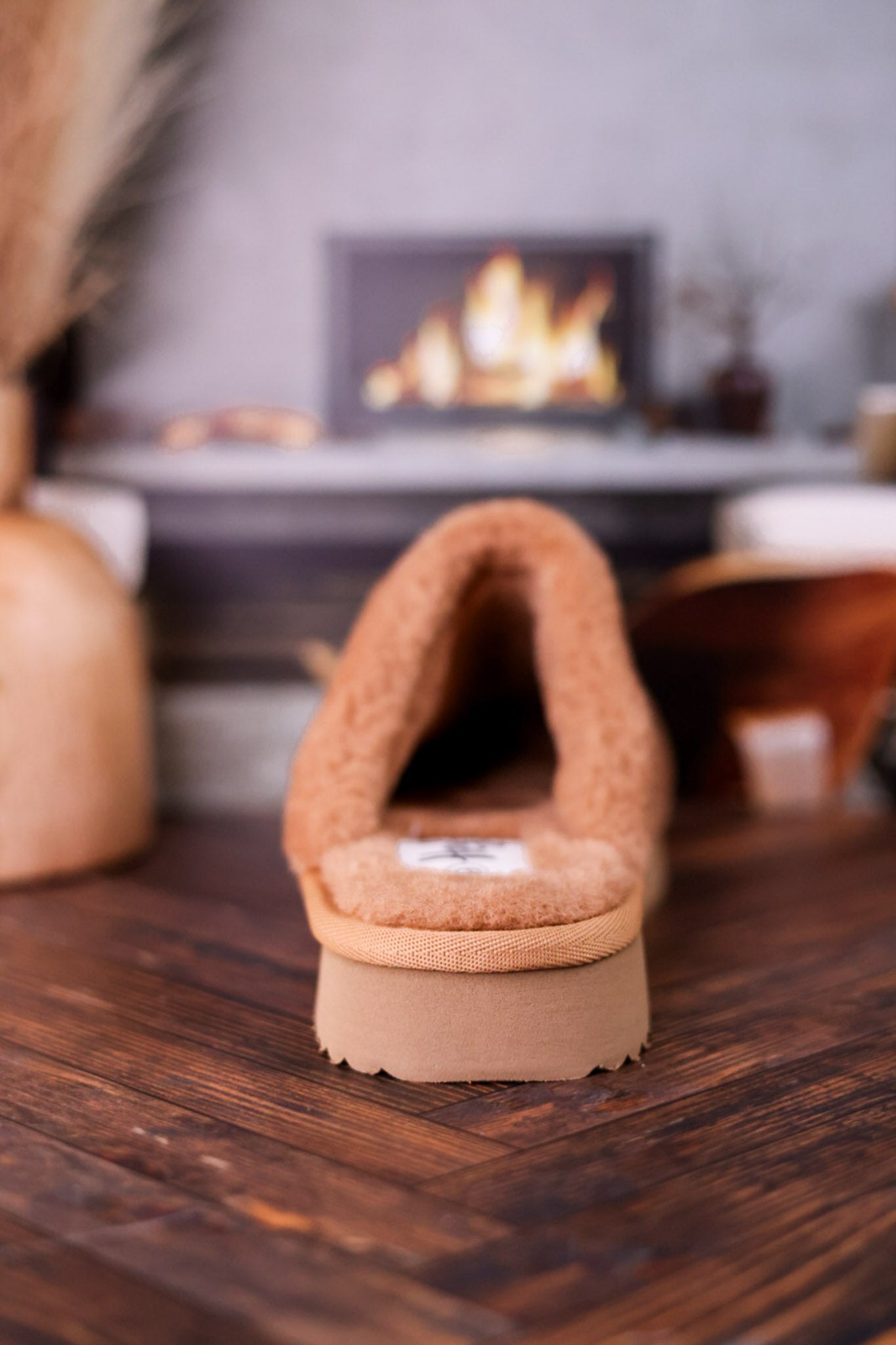 Tan "Comfy" Fuzzy Slippers - Whiskey Skies - CORKYS FOOTWEAR