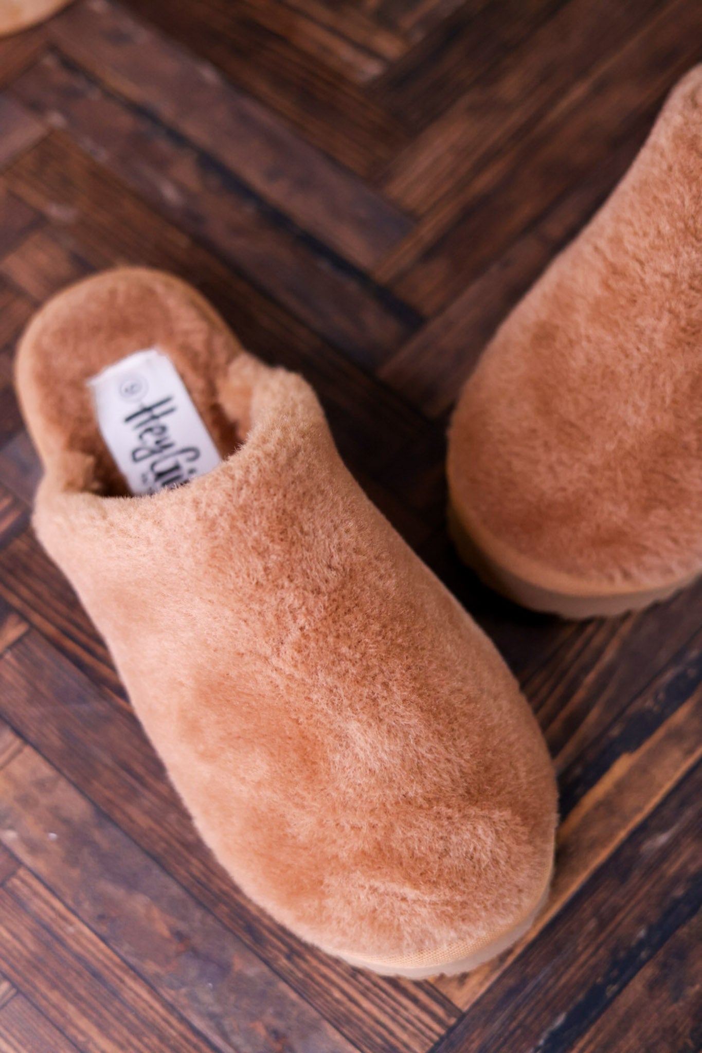 Tan "Comfy" Fuzzy Slippers - Whiskey Skies - CORKYS FOOTWEAR