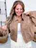 Tan Cropped Faux Leather Jacket With Studs - Whiskey Skies - POLAGRAM + BAEVELY