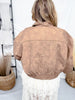 Tan Cropped Faux Leather Jacket With Studs - Whiskey Skies - POLAGRAM + BAEVELY