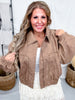 Tan Cropped Faux Leather Jacket With Studs - Whiskey Skies - POLAGRAM + BAEVELY