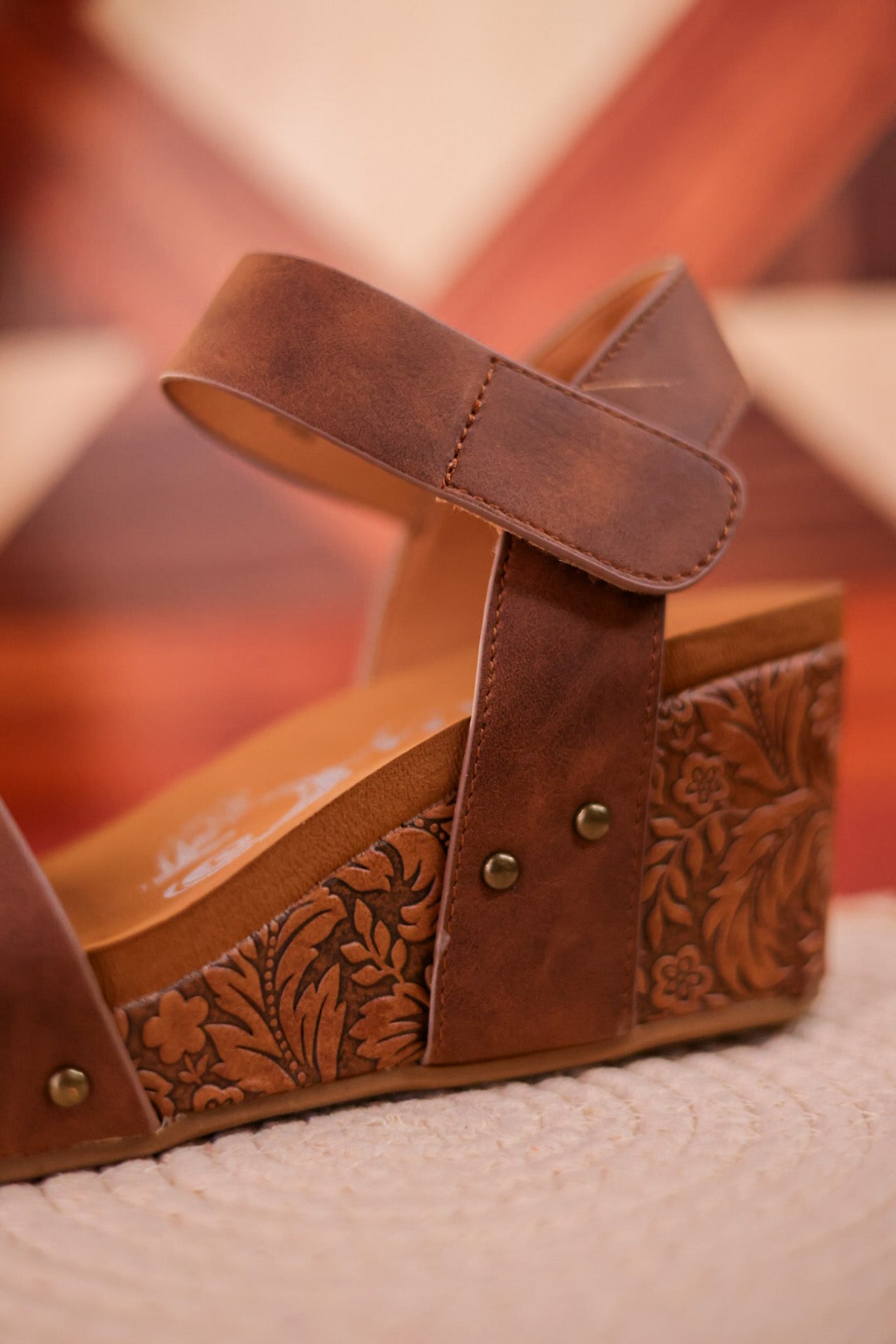 Tan Devon Wedges - Whiskey Skies - VERY G