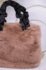 Tan Faux Fur Purse with Satin Strap - Whiskey Skies - COCO + CARMEN