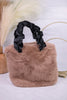 Tan Faux Fur Purse with Satin Strap - Whiskey Skies - COCO + CARMEN