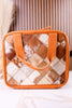 Tan Hairon Leather Hanging Travel Toiletries Bag - Whiskey Skies - BOHO RANCH SHOP